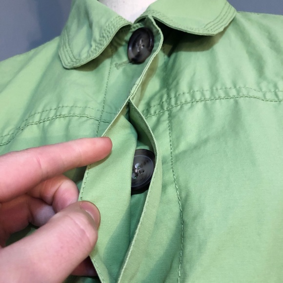 Eddie Bauer Long Green Trench Coat - Picture 5 of 7